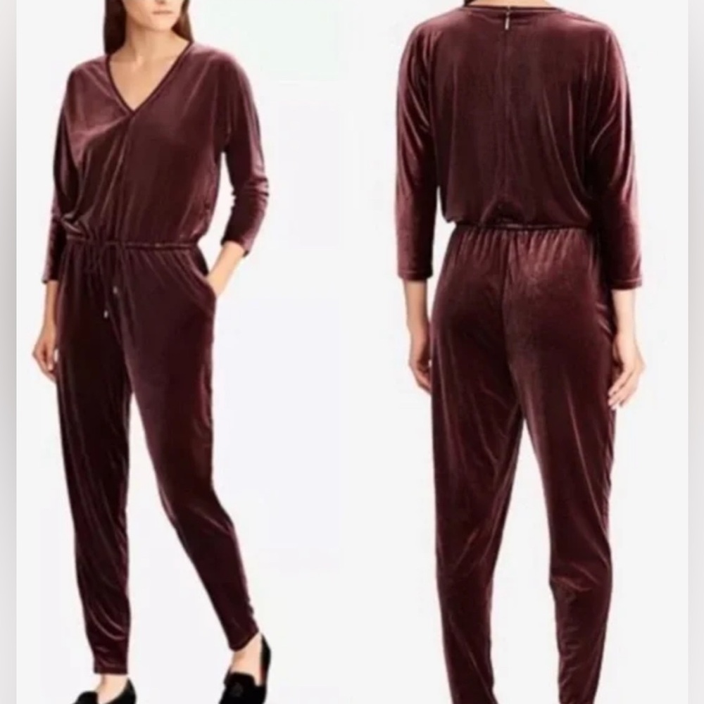 Women’s Ralph Lauren ‎ Velvet Jumpsuit Red Size L V-neck holiday  Loungewear
